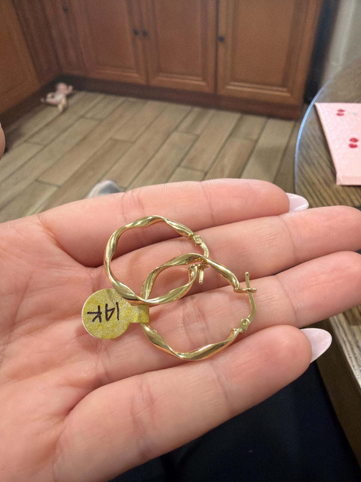 Hoop wavy clip on earrings 14k gold