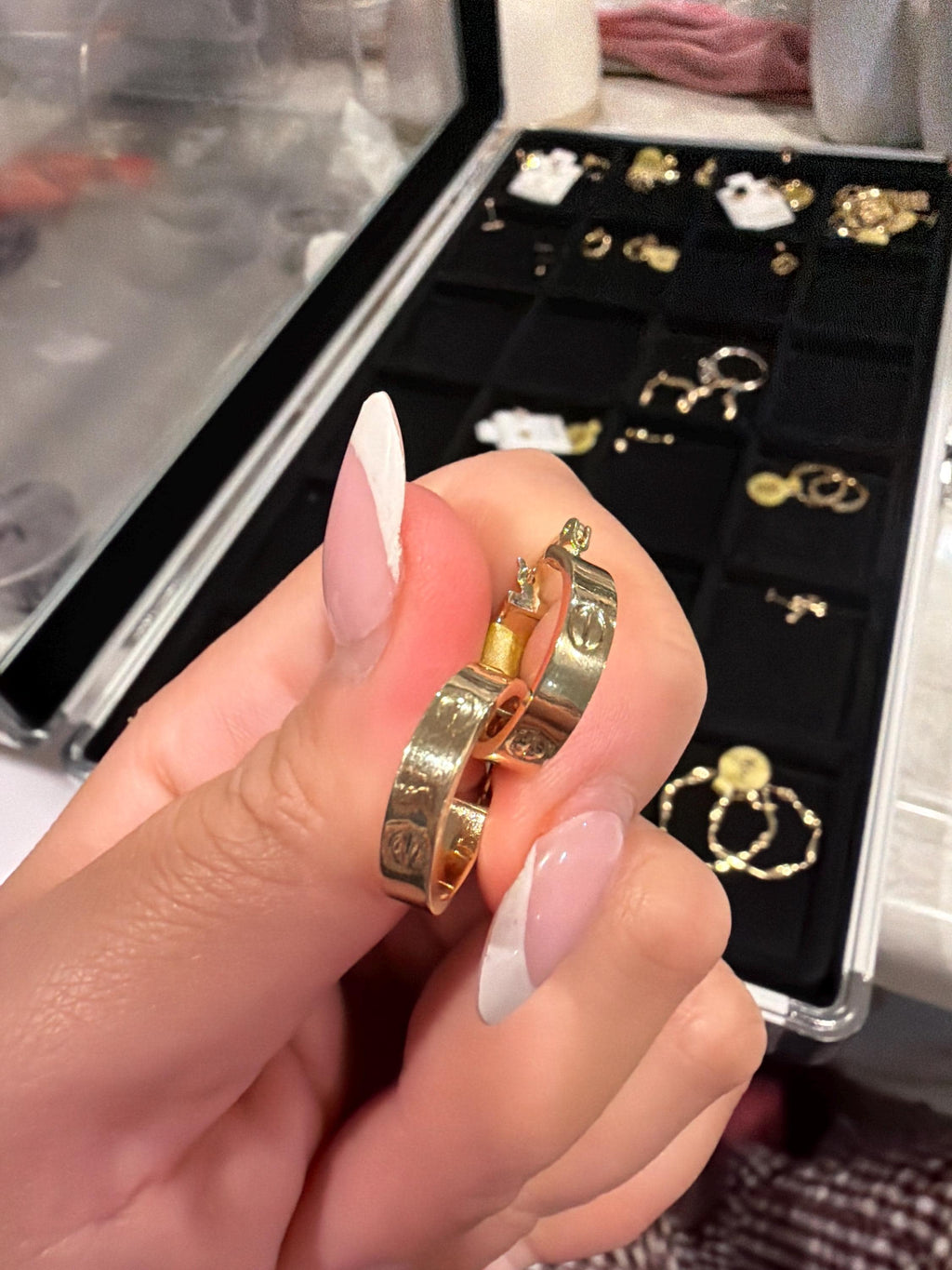 Gold hoop clip on earrings 14k gold
