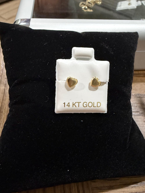 Heart screw on earrings 14k gold