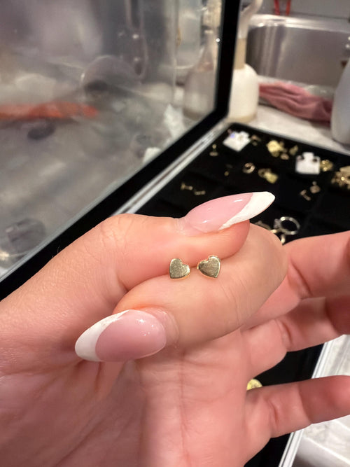 Heart screw on earrings 14k gold