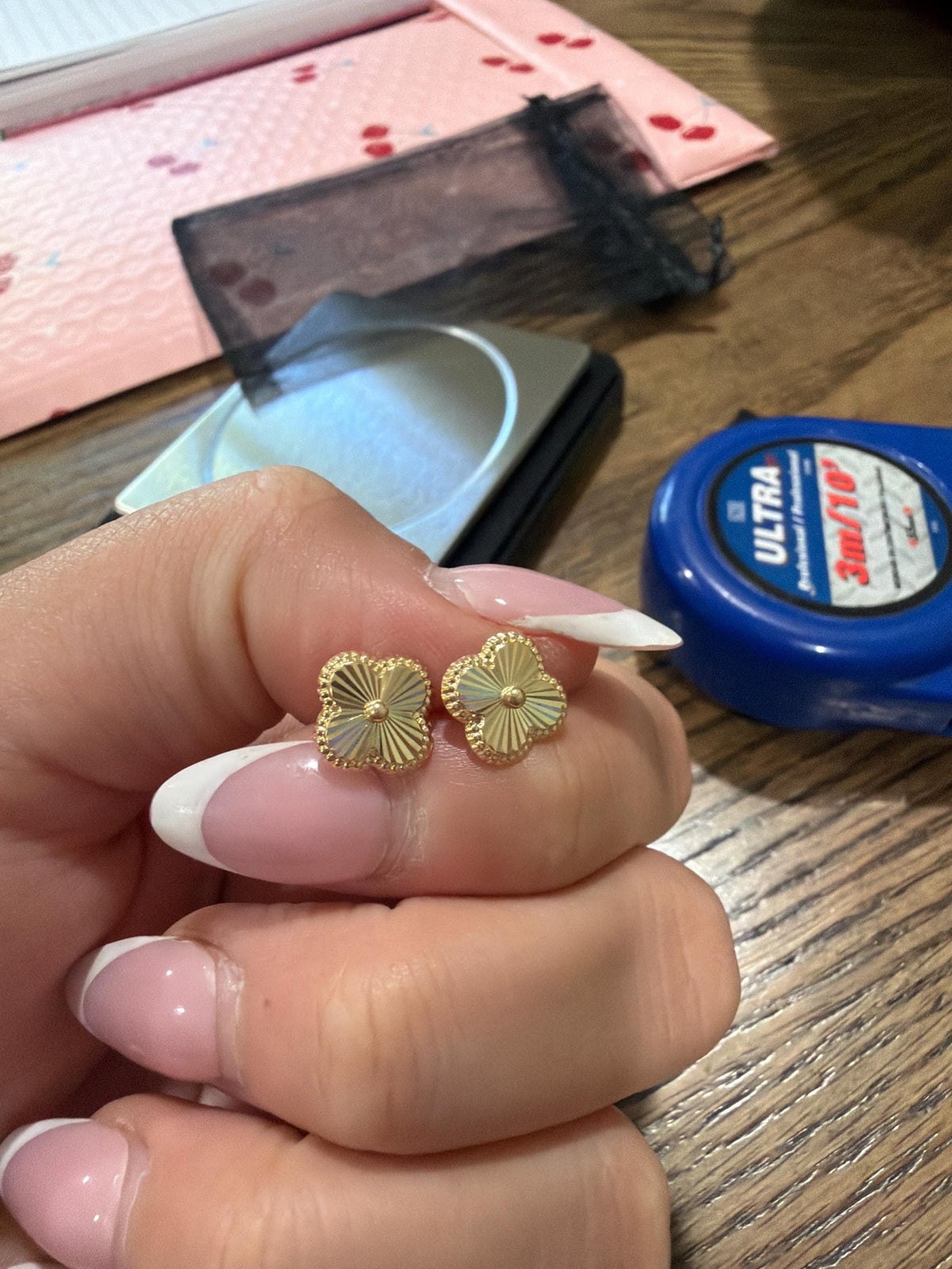 Golden flower earrings 14k gold