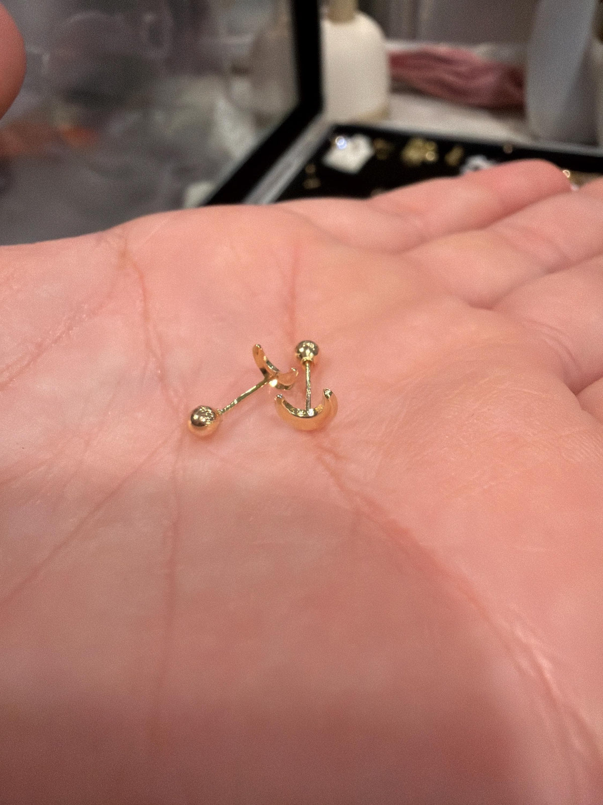 Twist on moon earrings 14k gold