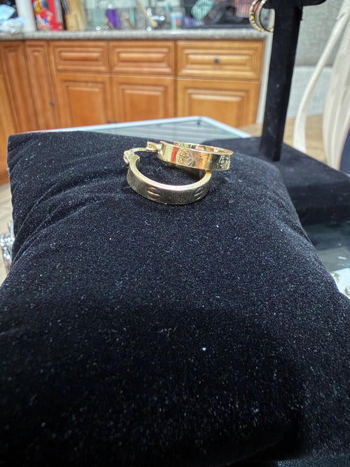 Gold hoop clip on earrings 14k gold