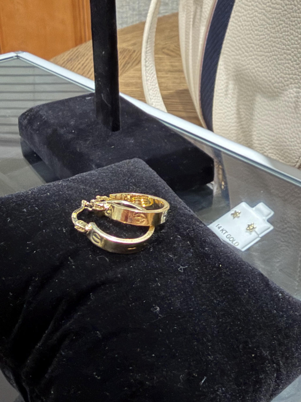Gold hoop clip on earrings 14k gold
